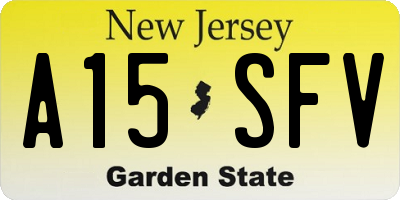 NJ license plate A15SFV