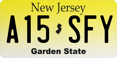 NJ license plate A15SFY