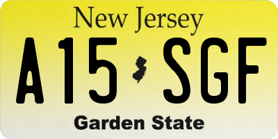 NJ license plate A15SGF