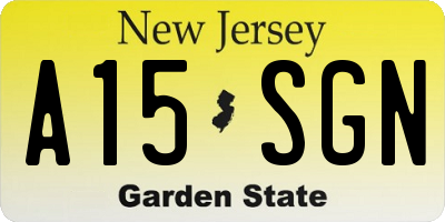 NJ license plate A15SGN