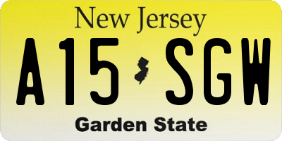 NJ license plate A15SGW