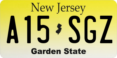 NJ license plate A15SGZ