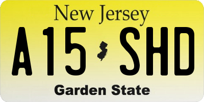 NJ license plate A15SHD