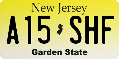 NJ license plate A15SHF