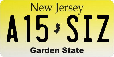 NJ license plate A15SIZ