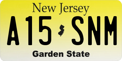 NJ license plate A15SNM