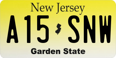 NJ license plate A15SNW