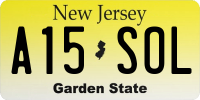 NJ license plate A15SOL