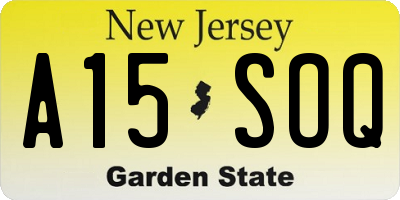 NJ license plate A15SOQ