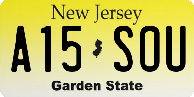 NJ license plate A15SOU