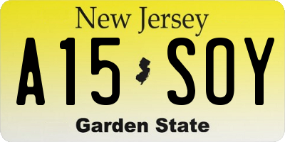 NJ license plate A15SOY