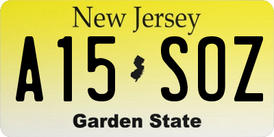 NJ license plate A15SOZ