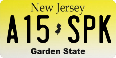 NJ license plate A15SPK