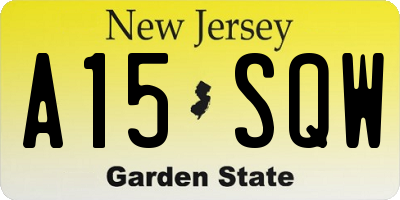 NJ license plate A15SQW