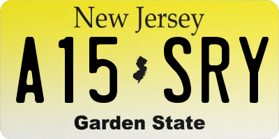 NJ license plate A15SRY