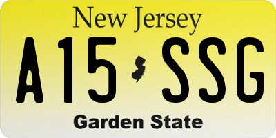 NJ license plate A15SSG