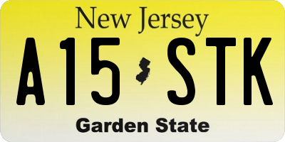 NJ license plate A15STK