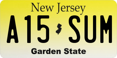 NJ license plate A15SUM