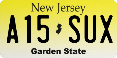 NJ license plate A15SUX