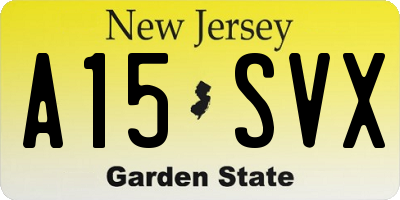 NJ license plate A15SVX