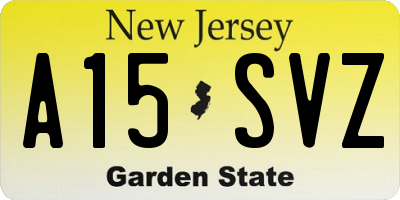 NJ license plate A15SVZ