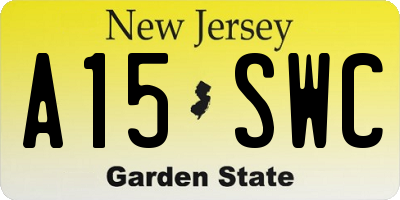 NJ license plate A15SWC