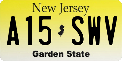 NJ license plate A15SWV
