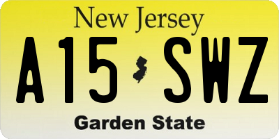 NJ license plate A15SWZ