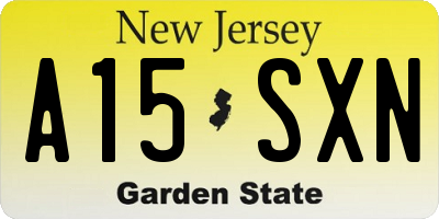NJ license plate A15SXN