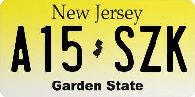 NJ license plate A15SZK