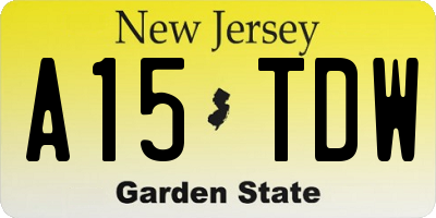 NJ license plate A15TDW