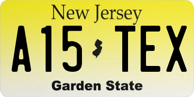 NJ license plate A15TEX