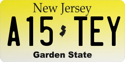 NJ license plate A15TEY