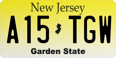 NJ license plate A15TGW