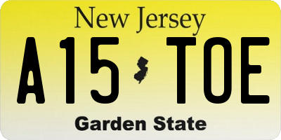 NJ license plate A15TOE