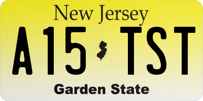 NJ license plate A15TST