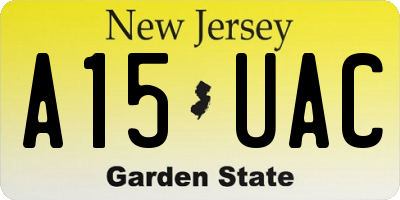 NJ license plate A15UAC