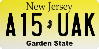 NJ license plate A15UAK