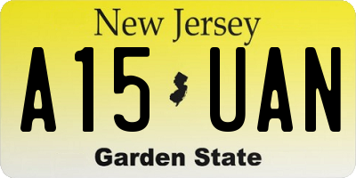 NJ license plate A15UAN