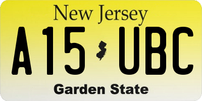 NJ license plate A15UBC