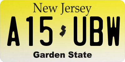 NJ license plate A15UBW