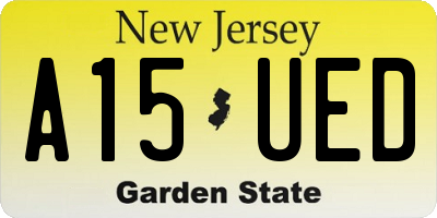 NJ license plate A15UED