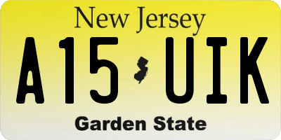 NJ license plate A15UIK