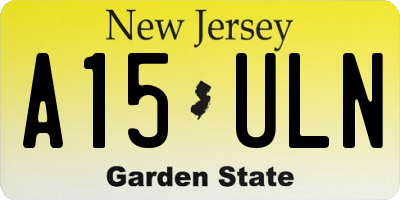 NJ license plate A15ULN