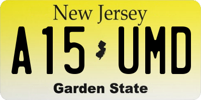 NJ license plate A15UMD