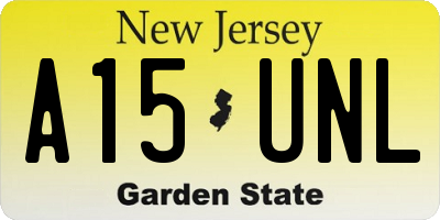 NJ license plate A15UNL