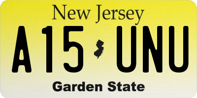 NJ license plate A15UNU