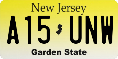 NJ license plate A15UNW