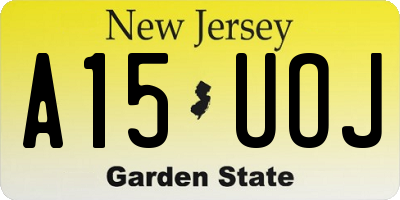 NJ license plate A15UOJ