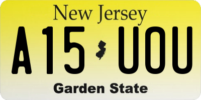 NJ license plate A15UOU